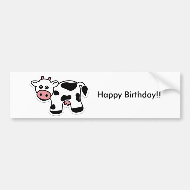 Cartoon Cow Bumper Sticker (Front)