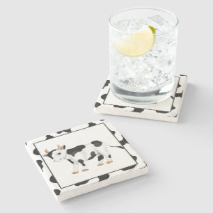 Cartoon cow country marble coaster