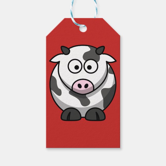 Cartoon Cow Custom Gift Tags (Front)