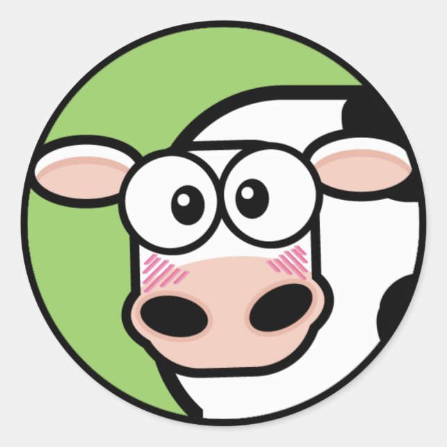 Cartoon Cow Customisable Sticker (Front)