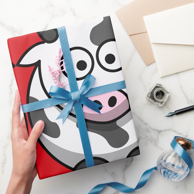 Cartoon Cow Glossy Wrapping Paper (Creator Uploaded)