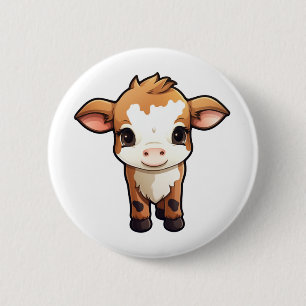 Cartoon cow illustration 6 cm round badge