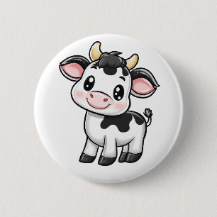 Cartoon cow illustration 6 cm round badge