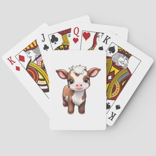 Cartoon cow illustration playing cards (Back)