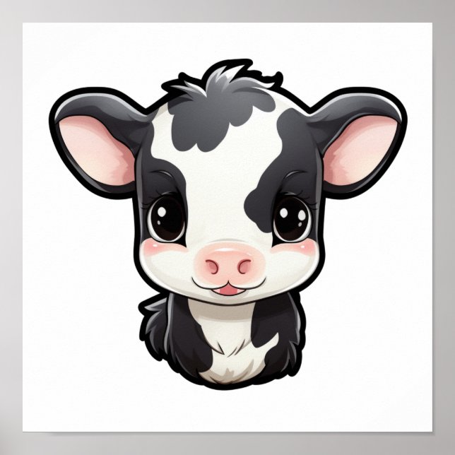 Cartoon cow illustration poster (Front)