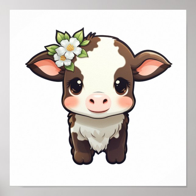 Cartoon cow illustration poster (Front)