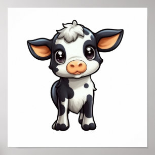 Cartoon cow illustration poster