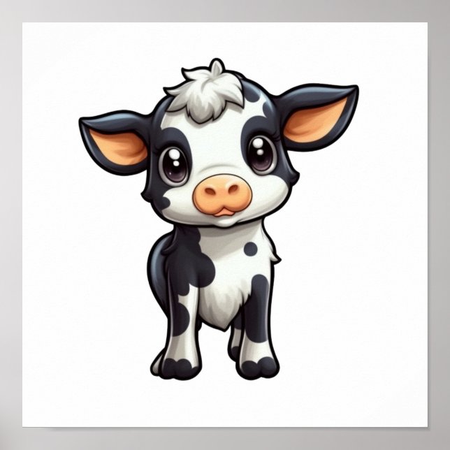 Cartoon cow illustration poster (Front)