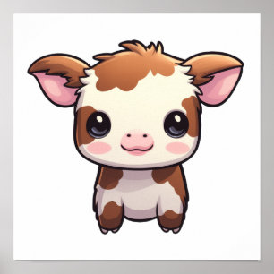 Cartoon cow illustration poster