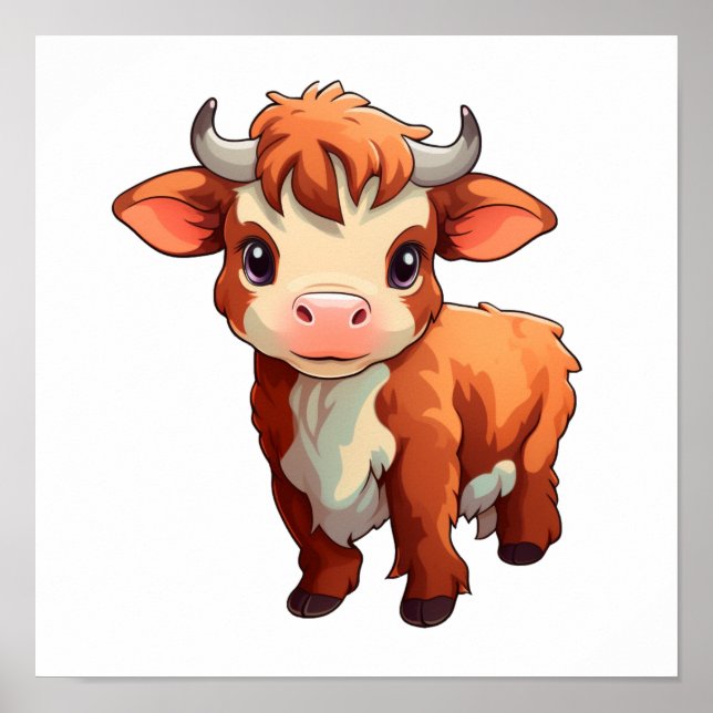 Cartoon cow illustration poster (Front)