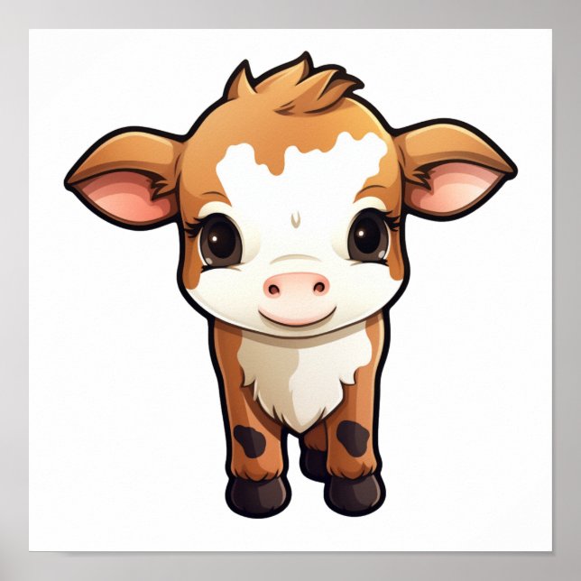 Cartoon cow illustration poster (Front)