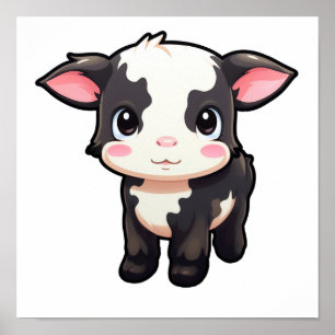 Cartoon cow illustration poster