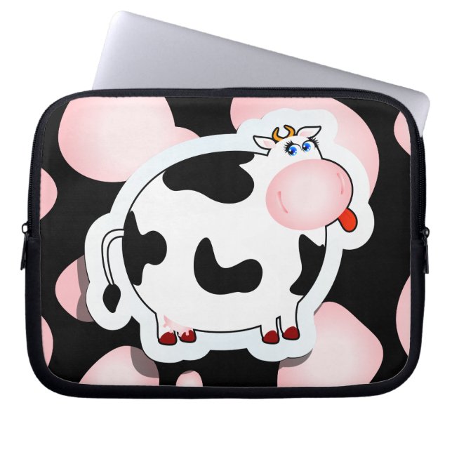 Cartoon cow, laptop sleeve (Front)