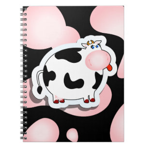 Cartoon cow, notebook