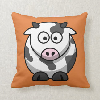 Cartoon Cow on Orange Cushion