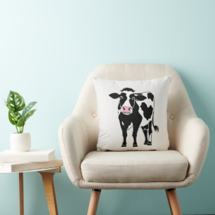 Cartoon Cow On White Cushion