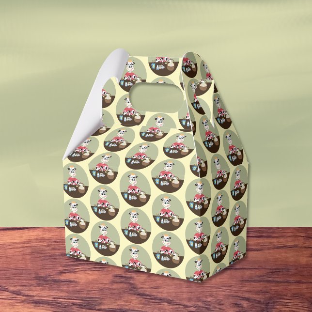 Cartoon cow painting Easter eggs pattern favour bo Favour Box (Creator Uploaded)