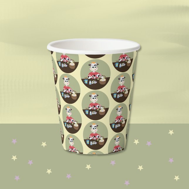 Cartoon Cow Painting Easter Eggs Pattern Paper Cup (Creator Uploaded)
