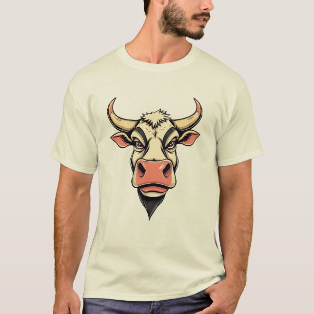 Cartoon Cow Print Design T-Shirt (Front)