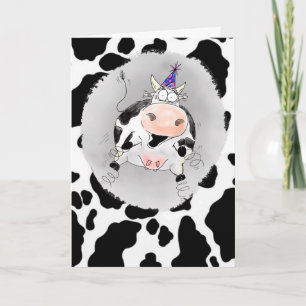 Cartoon Cow Print Udder-ly Amazing Birthday Card