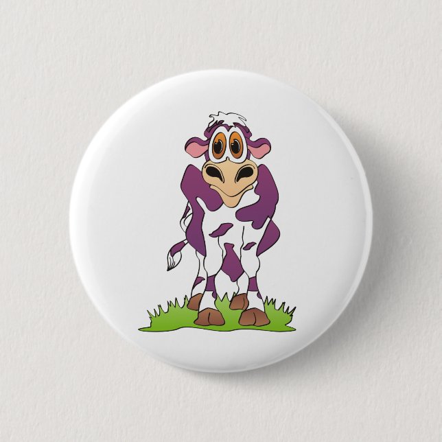 Cartoon Cow Purple 6 Cm Round Badge (Front)