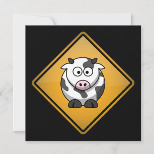 Cartoon Cow Warning Sign