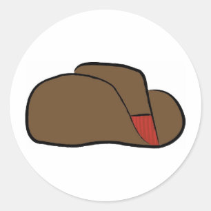 Cartoon Cowboy Hat Classic Round Sticker