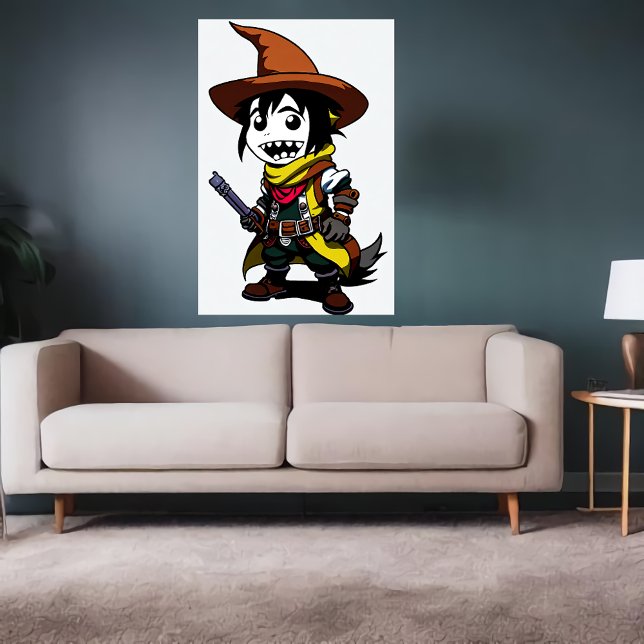 Cartoon Cowboy Witch | AI Art Poster (Creator Uploaded)