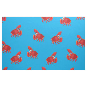 Cartoon Crab Fish Print Pattern Fabric