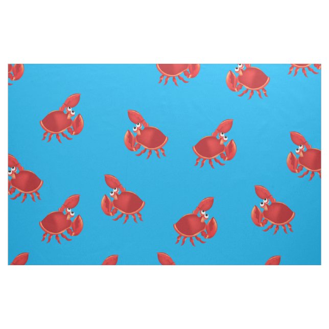 Cartoon Crab Fish Print Pattern Fabric (Fat Quarter)