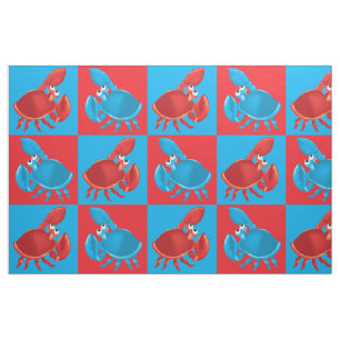 Cartoon Crab Fish Print Pattern Fabric