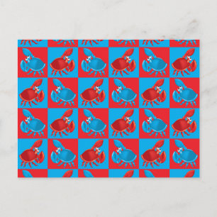 Cartoon crab mosaic postcard