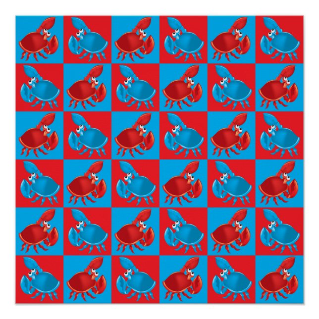 Cartoon crab mosaic poster (Front)