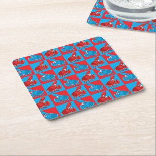 Cartoon crab mosaic square paper coaster