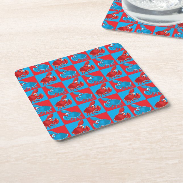 Cartoon crab mosaic square paper coaster (Angled)