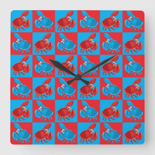 Cartoon crab mosaic square wall clock