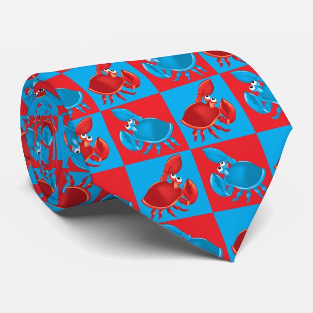 Cartoon crab mosaic tie (Rolled)