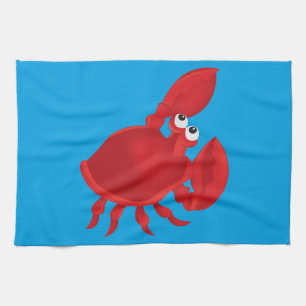 Cartoon crab tea towel