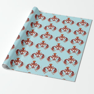 cartoon crayfish wrapping paper