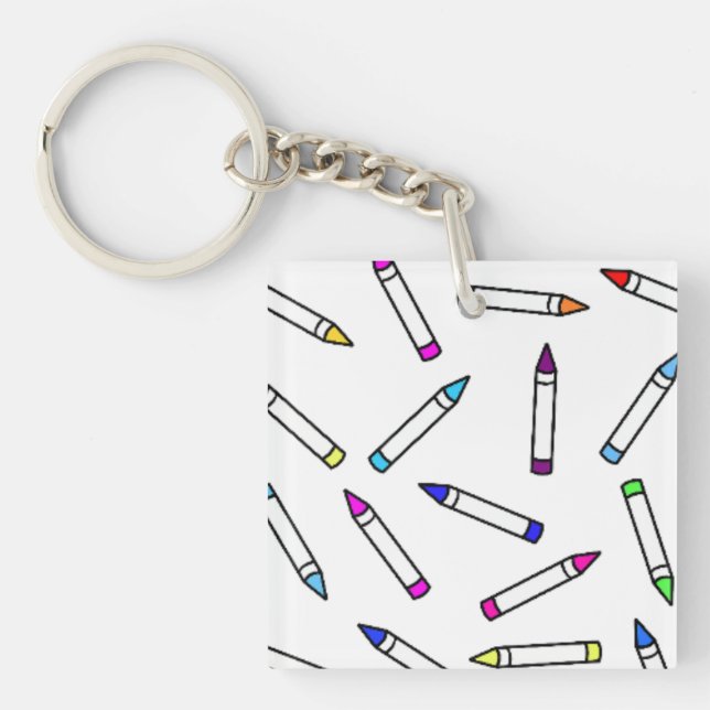 Cartoon Crayon Pattern Key Ring (Front)