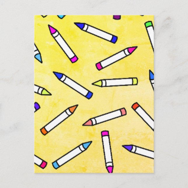 Cartoon Crayon Pattern Postcard (Front)
