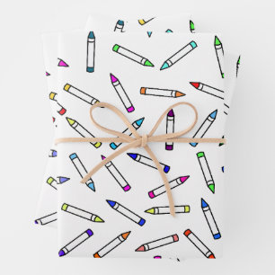 Cartoon Crayon Pattern Wrapping Paper Sheet