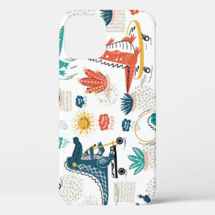 Cartoon Crocodile: Vintage Animal Wallpaper iPhone 12 Case