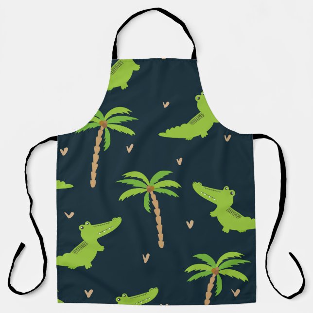 Cartoon Crocodiles: Alligator Palms Pattern. Apron (Front)