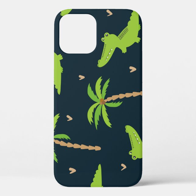 Cartoon Crocodiles: Alligator Palms Pattern. Case-Mate iPhone Case (Back)