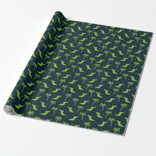 Cartoon Crocodiles: Alligator Palms Pattern. Wrapping Paper