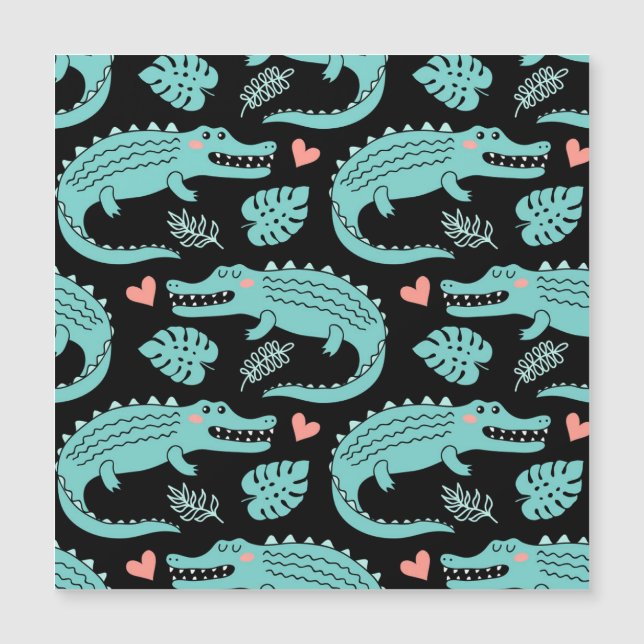 Cartoon crocodiles, cute seamless pattern. (Front)