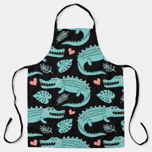 Cartoon crocodiles, cute seamless pattern. apron