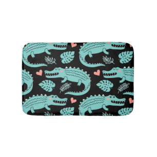 Cartoon crocodiles, cute seamless pattern. bath mat