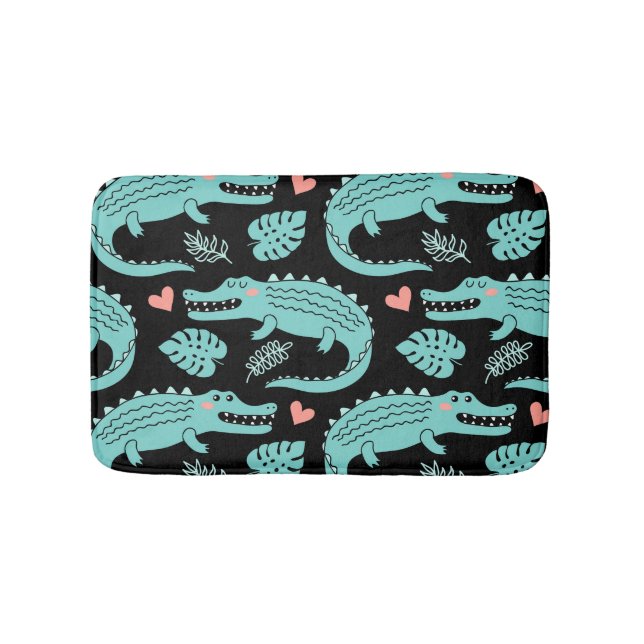 Cartoon crocodiles, cute seamless pattern. bath mat (Front)
